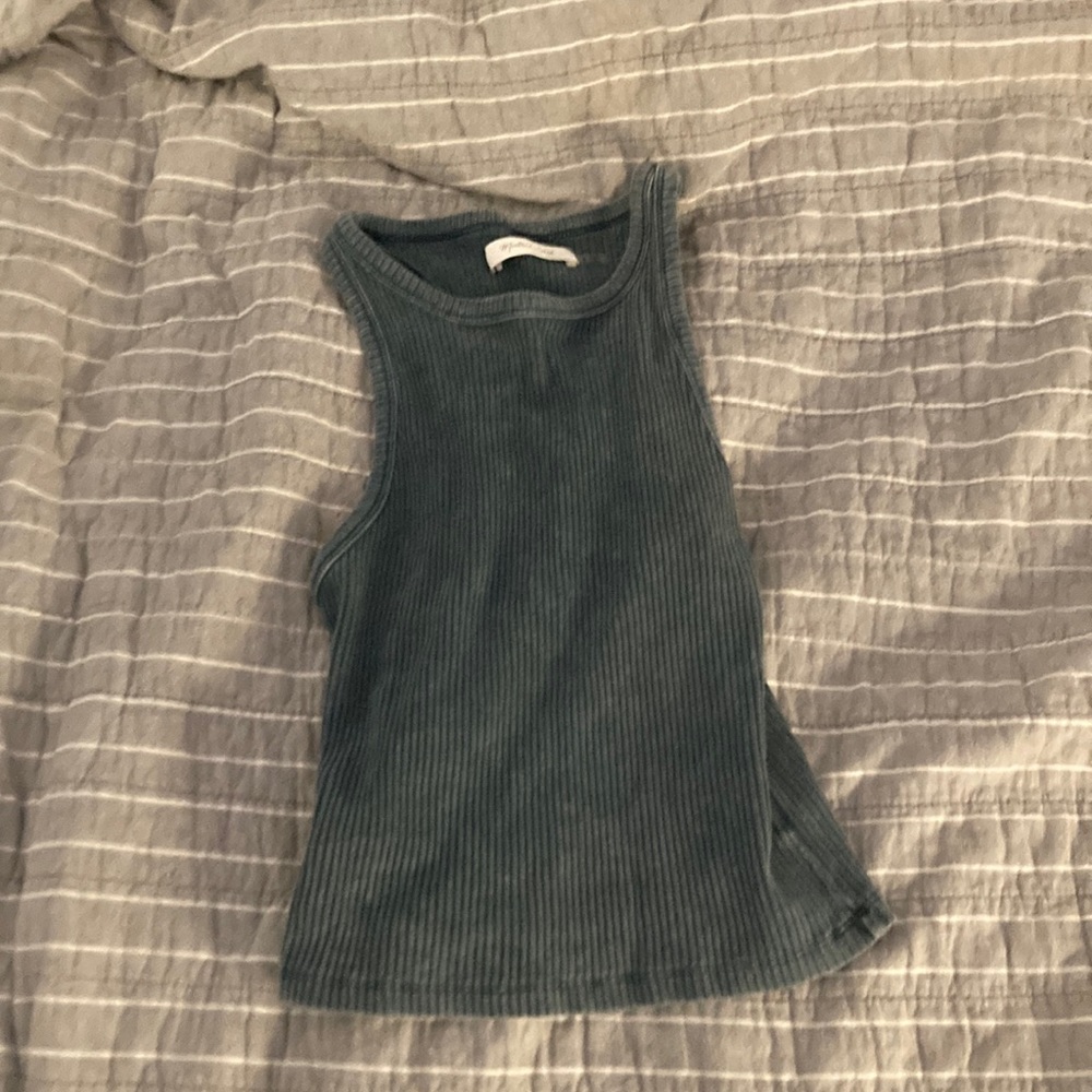 Rustic blue ribbed tank